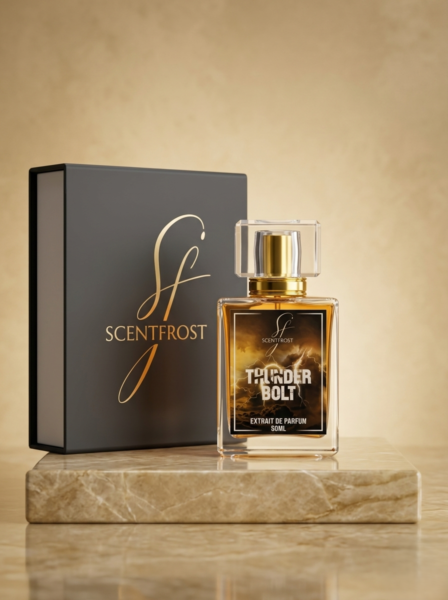 thunder bolt front hero shot bottle and box scent frost